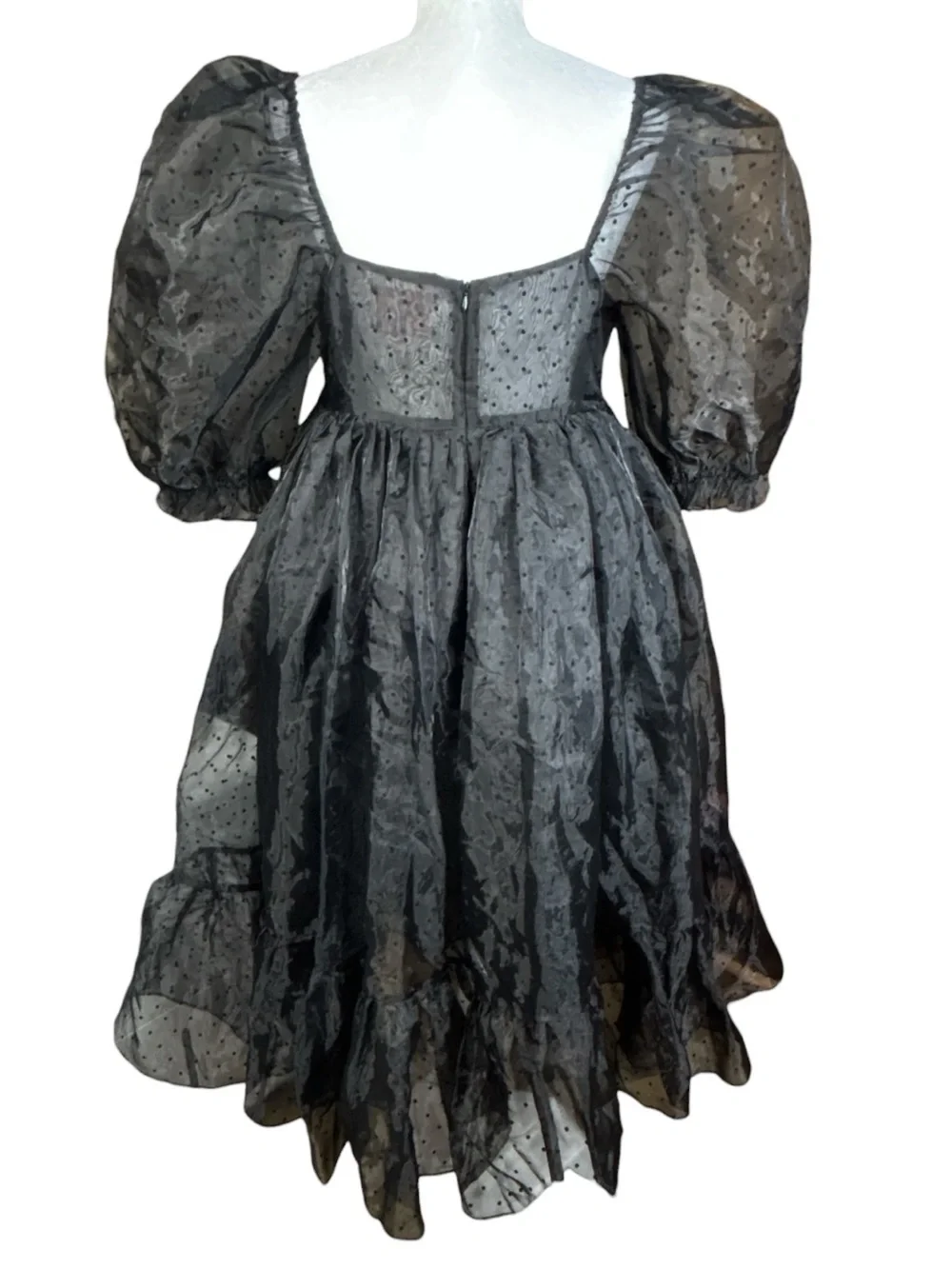 Selkie Caviar French Puff Dress L NWOT Organza Dark Romantic Whimsigoth Evening